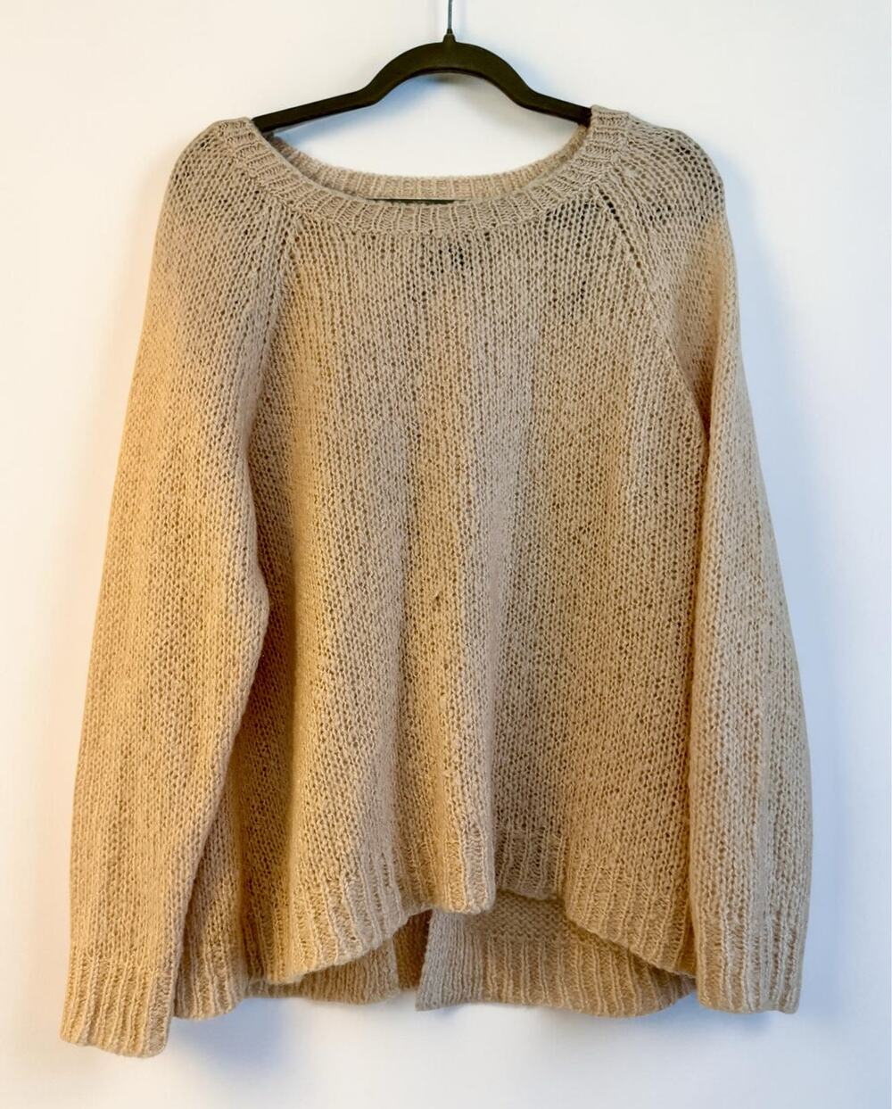 H&M Ivory Wool Blend Bow Back Peek-A-Boo Sweater - Size Large